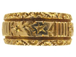 Victorian 18ct Gold Wide Vine Leaf Design Wedding Ring