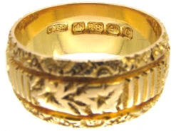 Victorian 18ct Gold Wide Vine Leaf Design Wedding Ring 9 Victorian 18ct Gold Wide Vine Leaf Design Wedding Ring -Antique Jewellery Company IMG 7023