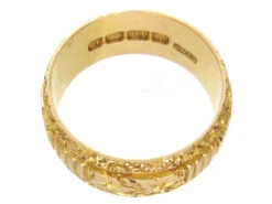 Victorian 18ct Gold Wide Vine Leaf Design Wedding Ring 10 Victorian 18ct Gold Wide Vine Leaf Design Wedding Ring -Antique Jewellery Company IMG 7024