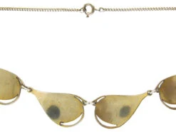 Norwegian Silver Gilt & White Enamel Leaf Necklace -Antique Jewellery Company IMG 7243