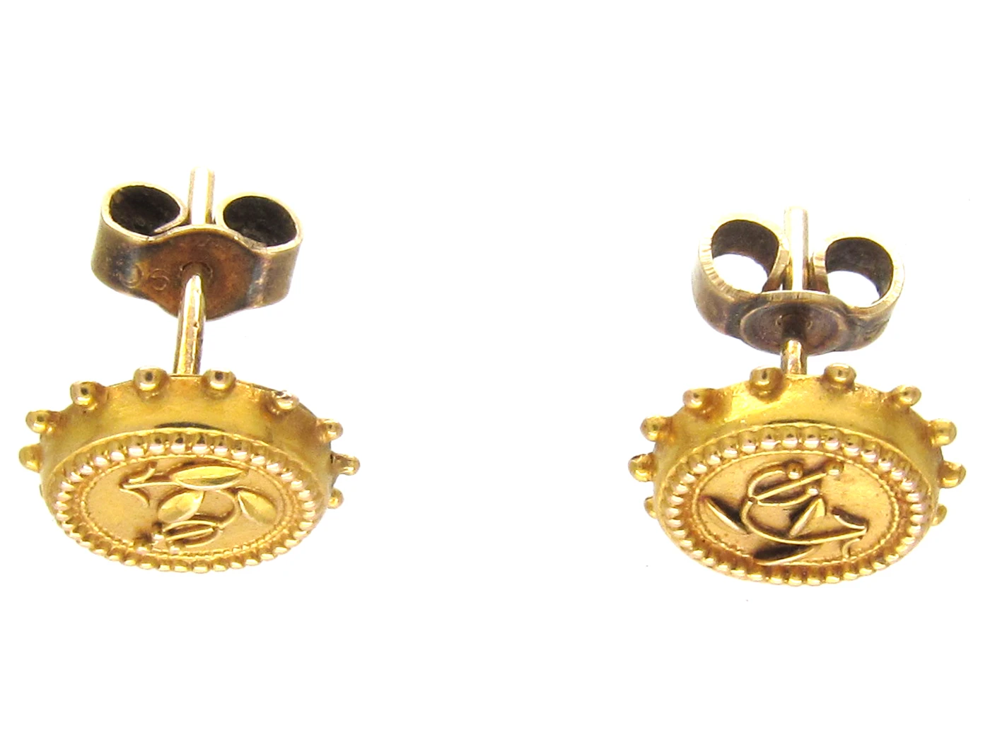 Victorian 15ct Gold Small Stud Earrings 4 Victorian 15ct Gold Small Stud Earrings - Image 2