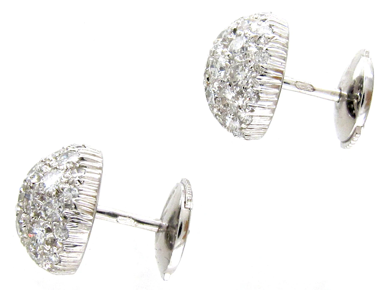 French 18ct White Gold Diamond Cluster Earrings 4 French 18ct White Gold Diamond Cluster Earrings - Image 2