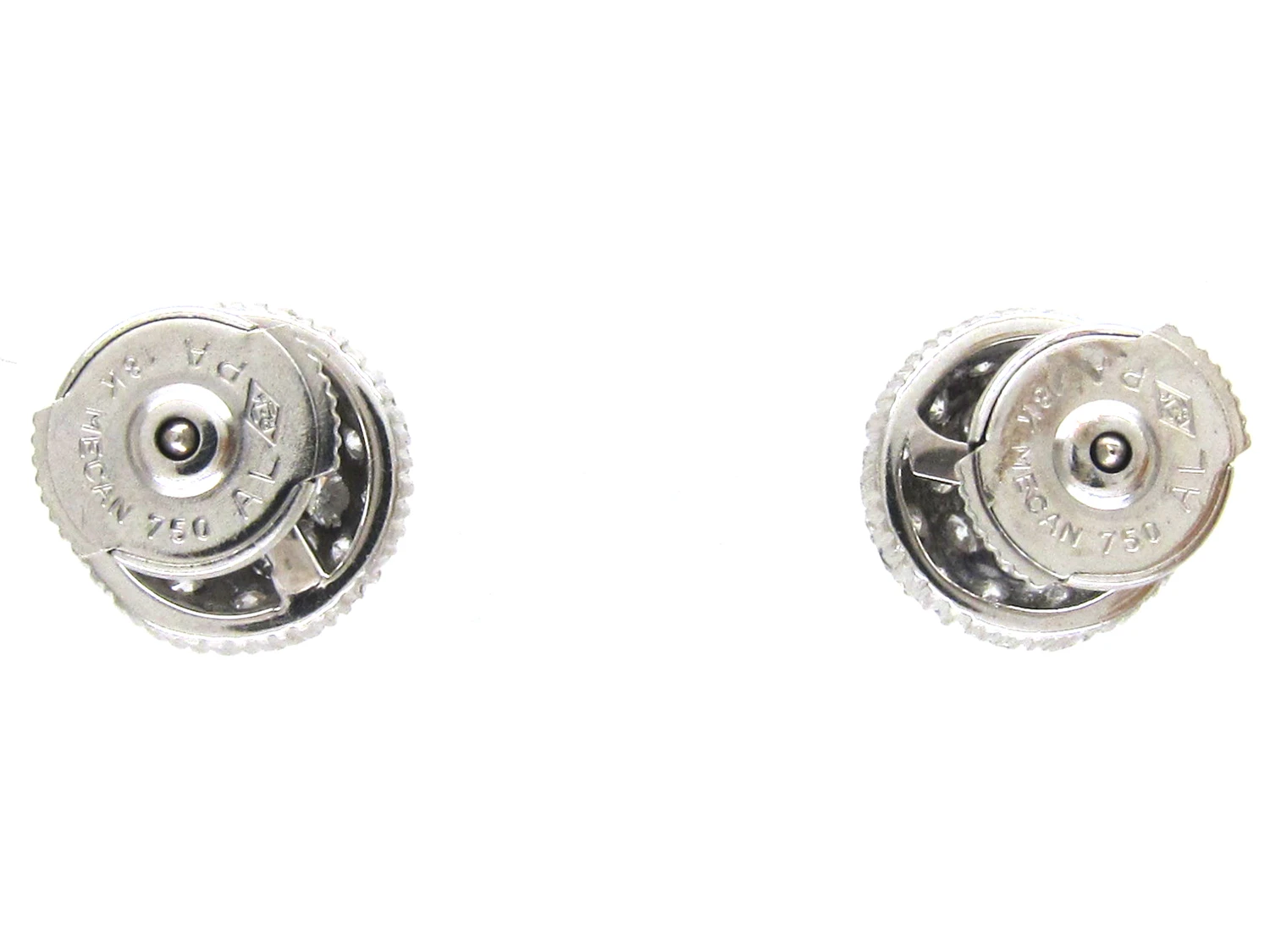 French 18ct White Gold Diamond Cluster Earrings 5 French 18ct White Gold Diamond Cluster Earrings - Image 3