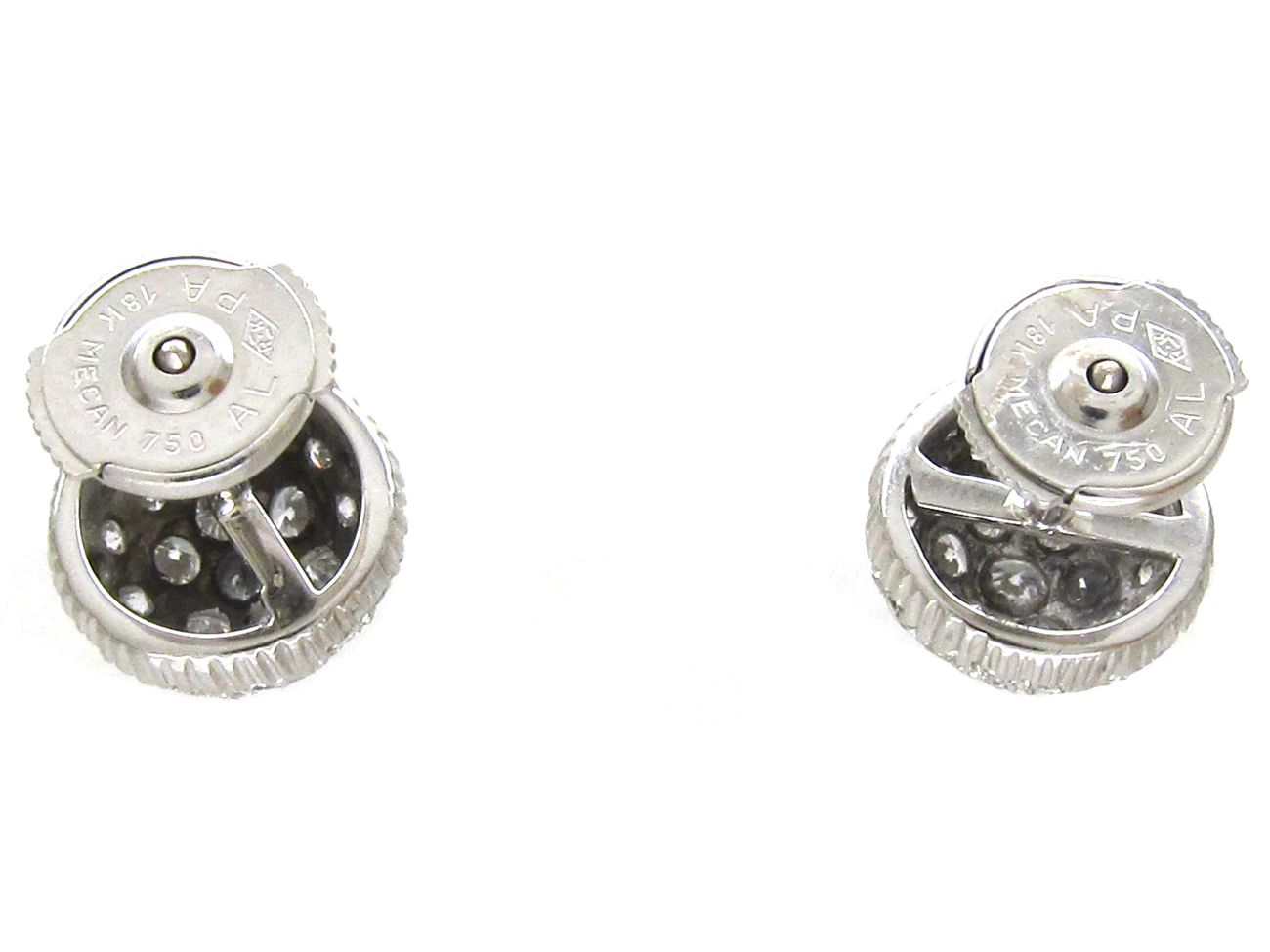 French 18ct White Gold Diamond Cluster Earrings 6 French 18ct White Gold Diamond Cluster Earrings - Image 4