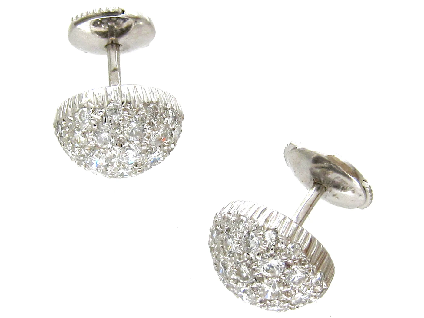 French 18ct White Gold Diamond Cluster Earrings 7 French 18ct White Gold Diamond Cluster Earrings - Image 5