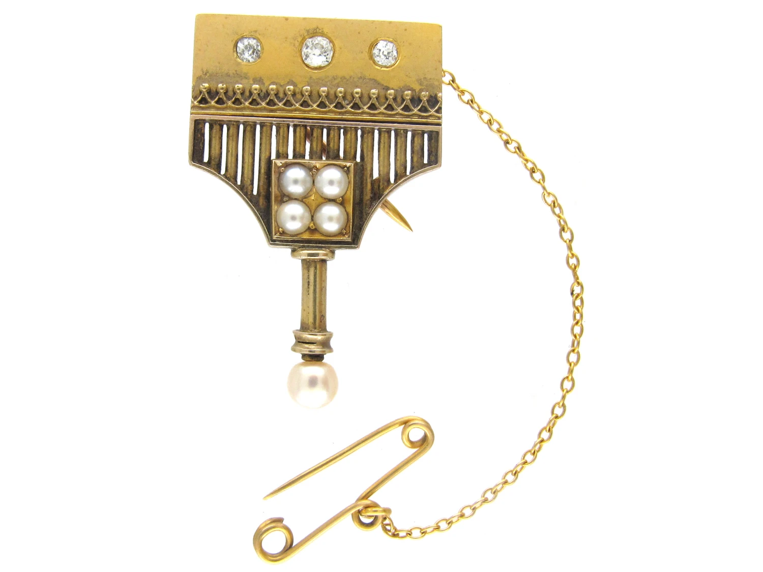 Victorian 18ct Gold, Pearl & Diamond Aesthetic Style Brooch 3 Victorian 18ct Gold, Pearl & Diamond Aesthetic Style Brooch
