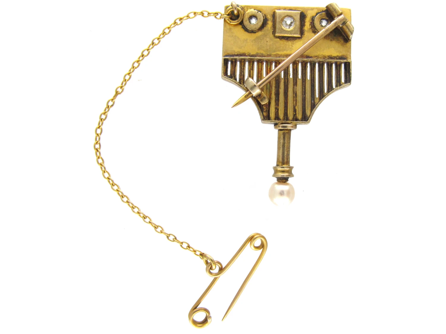 Victorian 18ct Gold, Pearl & Diamond Aesthetic Style Brooch 5 Victorian 18ct Gold, Pearl & Diamond Aesthetic Style Brooch - Image 3