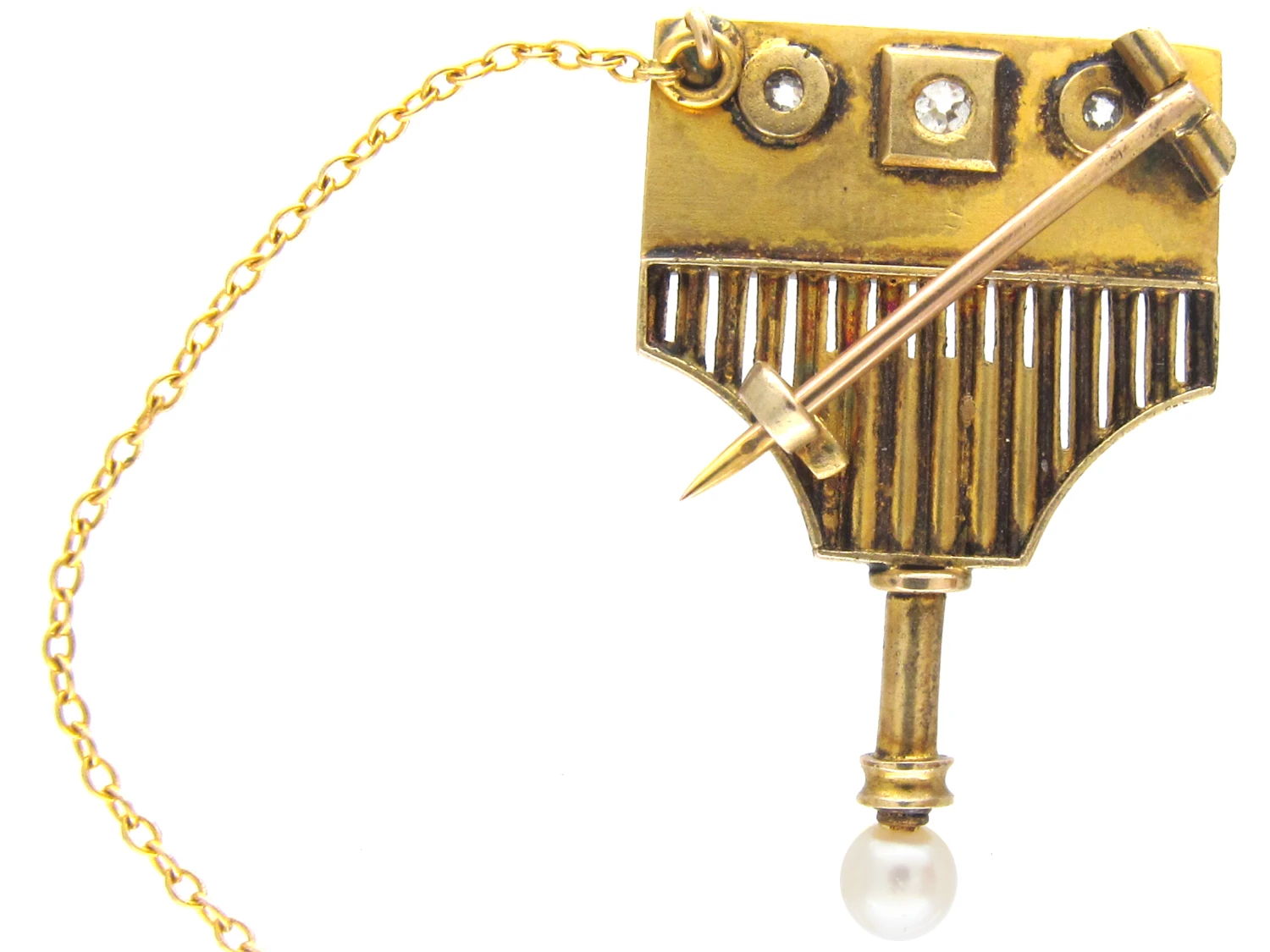 Victorian 18ct Gold, Pearl & Diamond Aesthetic Style Brooch 6 Victorian 18ct Gold, Pearl & Diamond Aesthetic Style Brooch - Image 4