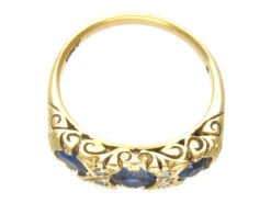 Victorian Three Stone Sapphire & Diamond Ring -Antique Jewellery Company IMG 7618