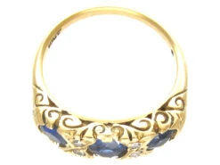 Victorian Three Stone Sapphire & Diamond Ring -Antique Jewellery Company IMG 7621