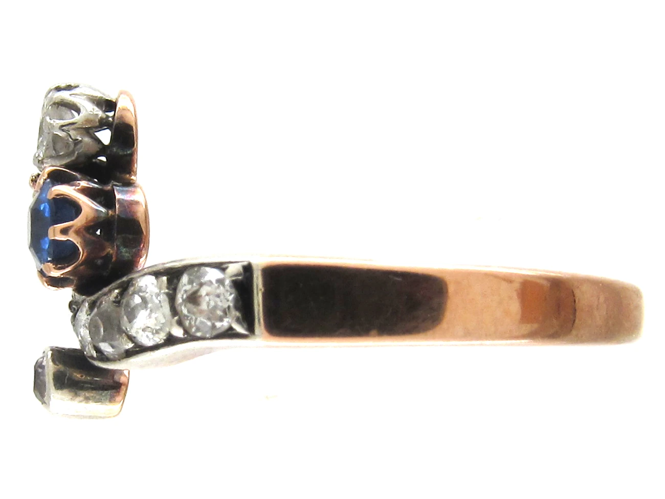 Art Nouveau Sapphire Diamond & Ruby Trefoil Ring 7 Art Nouveau Sapphire Diamond & Ruby Trefoil Ring - Image 5