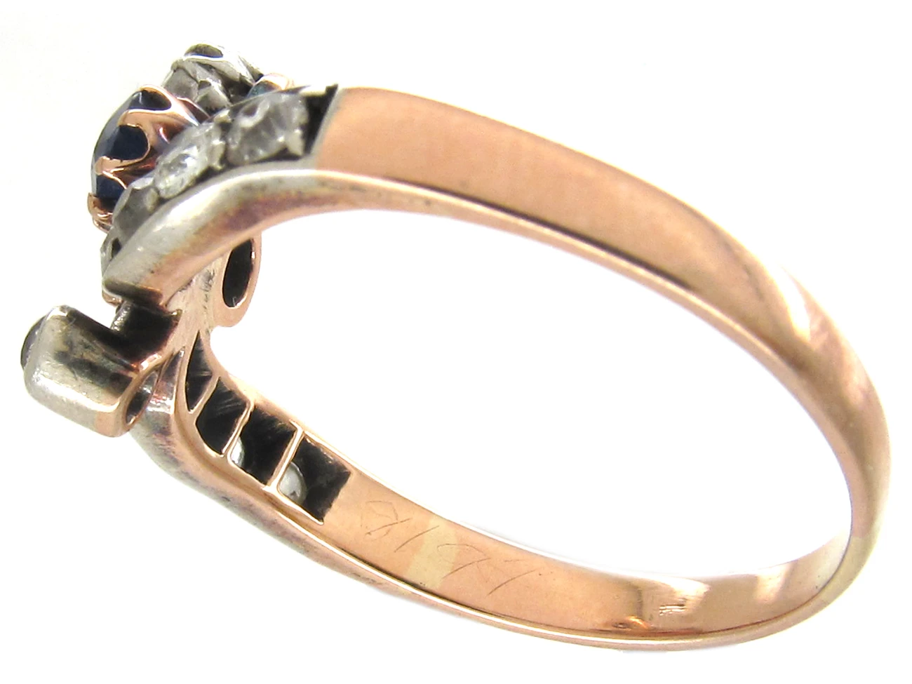 Art Nouveau Sapphire Diamond & Ruby Trefoil Ring 9 Art Nouveau Sapphire Diamond & Ruby Trefoil Ring - Image 7