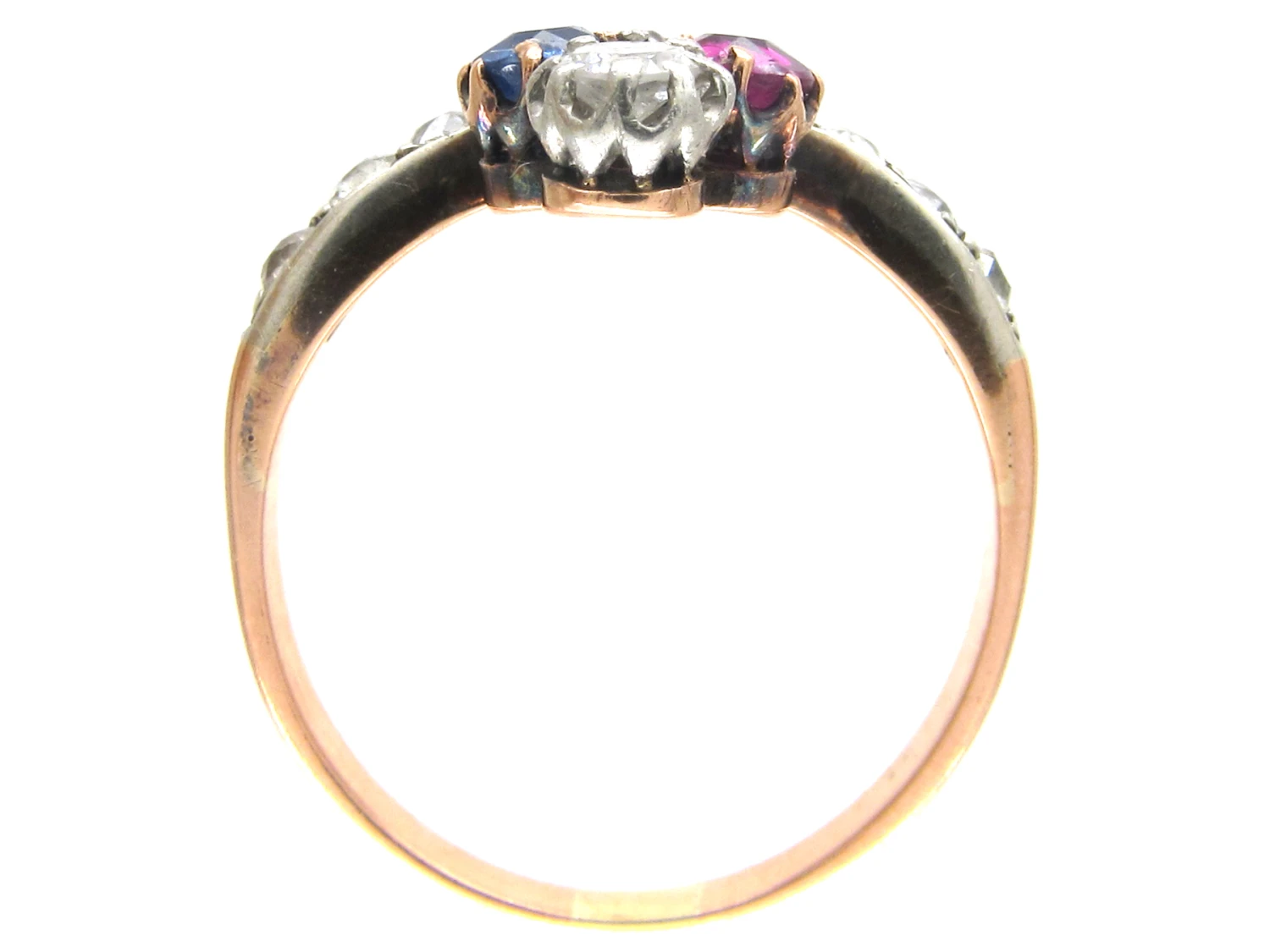 Art Nouveau Sapphire Diamond & Ruby Trefoil Ring 11 Art Nouveau Sapphire Diamond & Ruby Trefoil Ring - Image 9