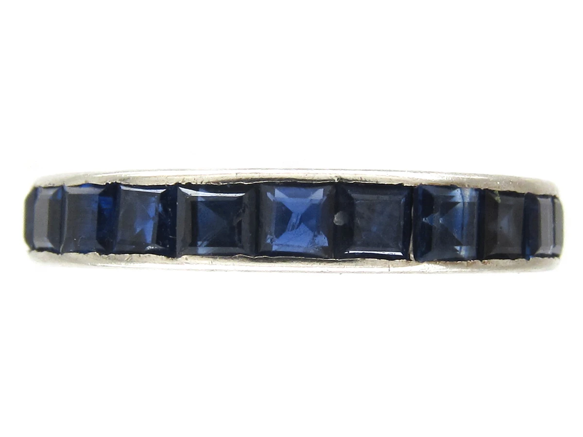 Art Deco 18ct White Gold & Sapphire Eternity Ring 3 Art Deco 18ct White Gold & Sapphire Eternity Ring