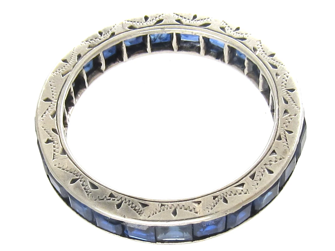 Art Deco 18ct White Gold & Sapphire Eternity Ring 5 Art Deco 18ct White Gold & Sapphire Eternity Ring - Image 3