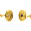 Edwardian 18ct Hammered Gold Sapphire & Diamond Cufflinks -Antique Jewellery Company IMG 7837