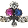 Art Nouveau Sapphire Diamond & Ruby Trefoil Ring -Antique Jewellery Company IMG 79411