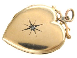 9ct Back & Front Heart Locket Set With A Diamond 8 9ct Back & Front Heart Locket Set With A Diamond -Antique Jewellery Company IMG 8035