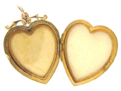 9ct Back & Front Heart Locket Set With A Diamond 10 9ct Back & Front Heart Locket Set With A Diamond -Antique Jewellery Company IMG 8037