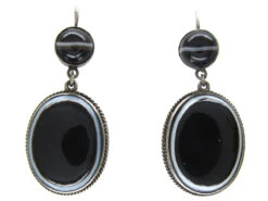 Victorian Banded Onyx Drop Earrings