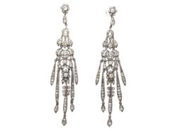 Long Drop Silver & Paste Tassel Earrings