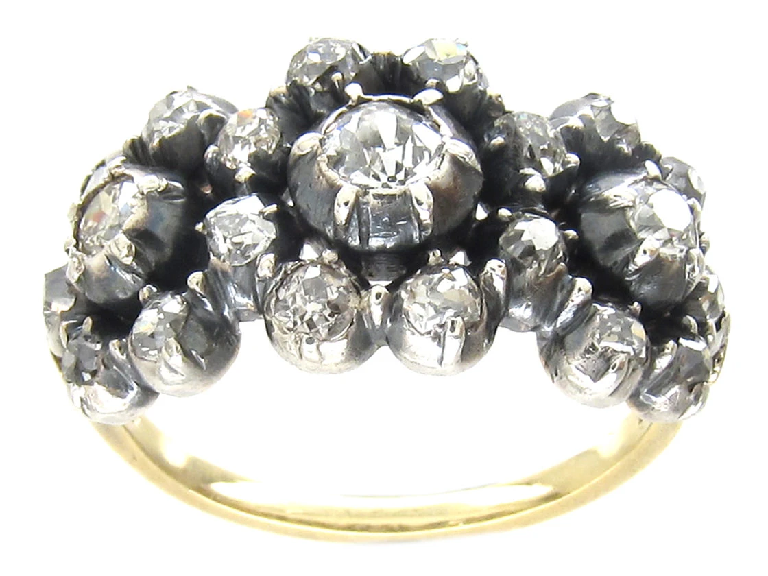 Georgian Diamond Triple Cluster Ring 4 Georgian Diamond Triple Cluster Ring - Image 2