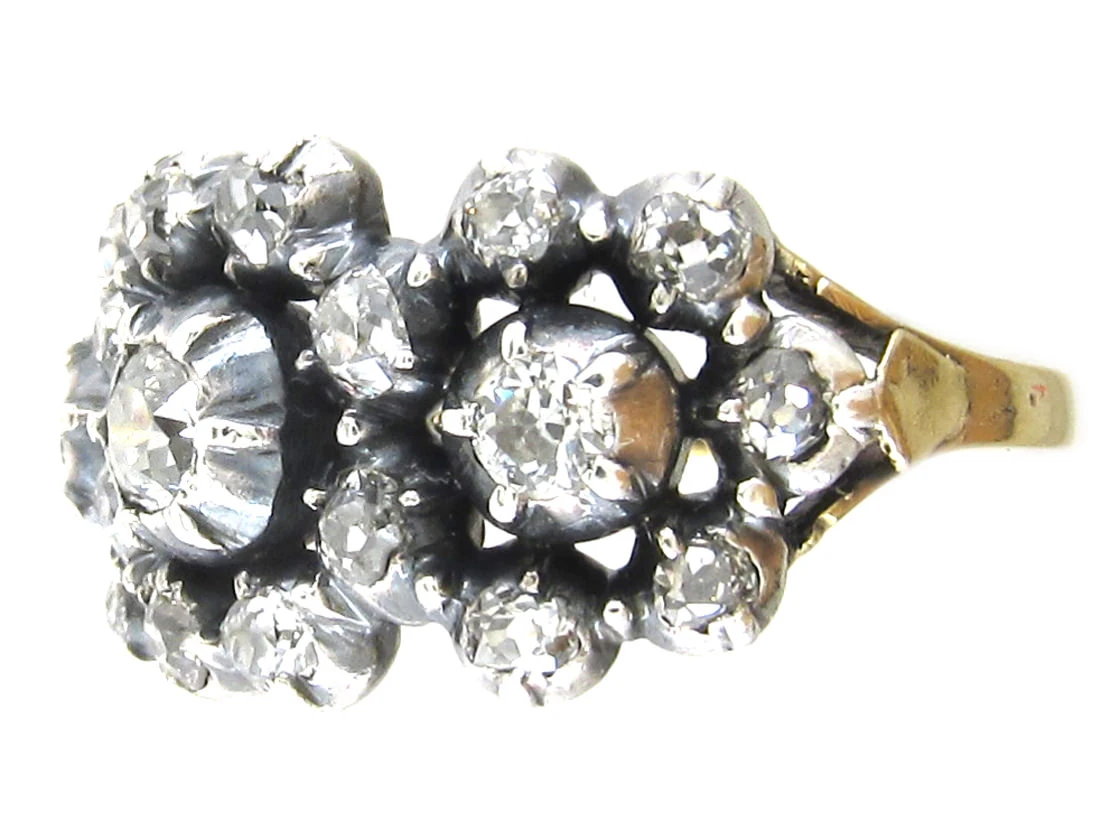 Georgian Diamond Triple Cluster Ring 6 Georgian Diamond Triple Cluster Ring - Image 4