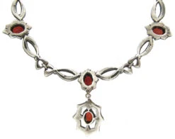 Art Deco Marcasite & Garnet Festoon Silver Necklace 7 Art Deco Marcasite & Garnet Festoon Silver Necklace -Antique Jewellery Company Marcasite Garland Necklace 2