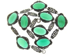 Silver, Chalcedony & Marcasite Art Deco Necklace