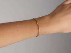 Edwardian 15ct Gold Turquoise & Natural Split Pearl Bracelet For Charms -Antique Jewellery Company NSF03374