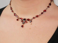 Edwardian Flat Cut Almandine Garnet, Pearl & Gold Necklace In Original Case 21 Edwardian Flat Cut Almandine Garnet, Pearl & Gold Necklace In Original Case -Antique Jewellery Company NSF05125 1
