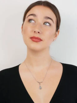 Edwardian 15ct Gold & Platinum Rose Diamond Pendant On Chain -Antique Jewellery Company NSF09644