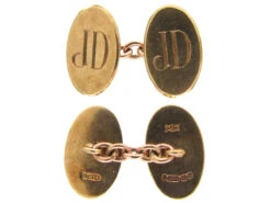 9ct Gold Monogrammed Cufflinks -Antique Jewellery Company Oval Gold Cufflinks with the initials JD 3