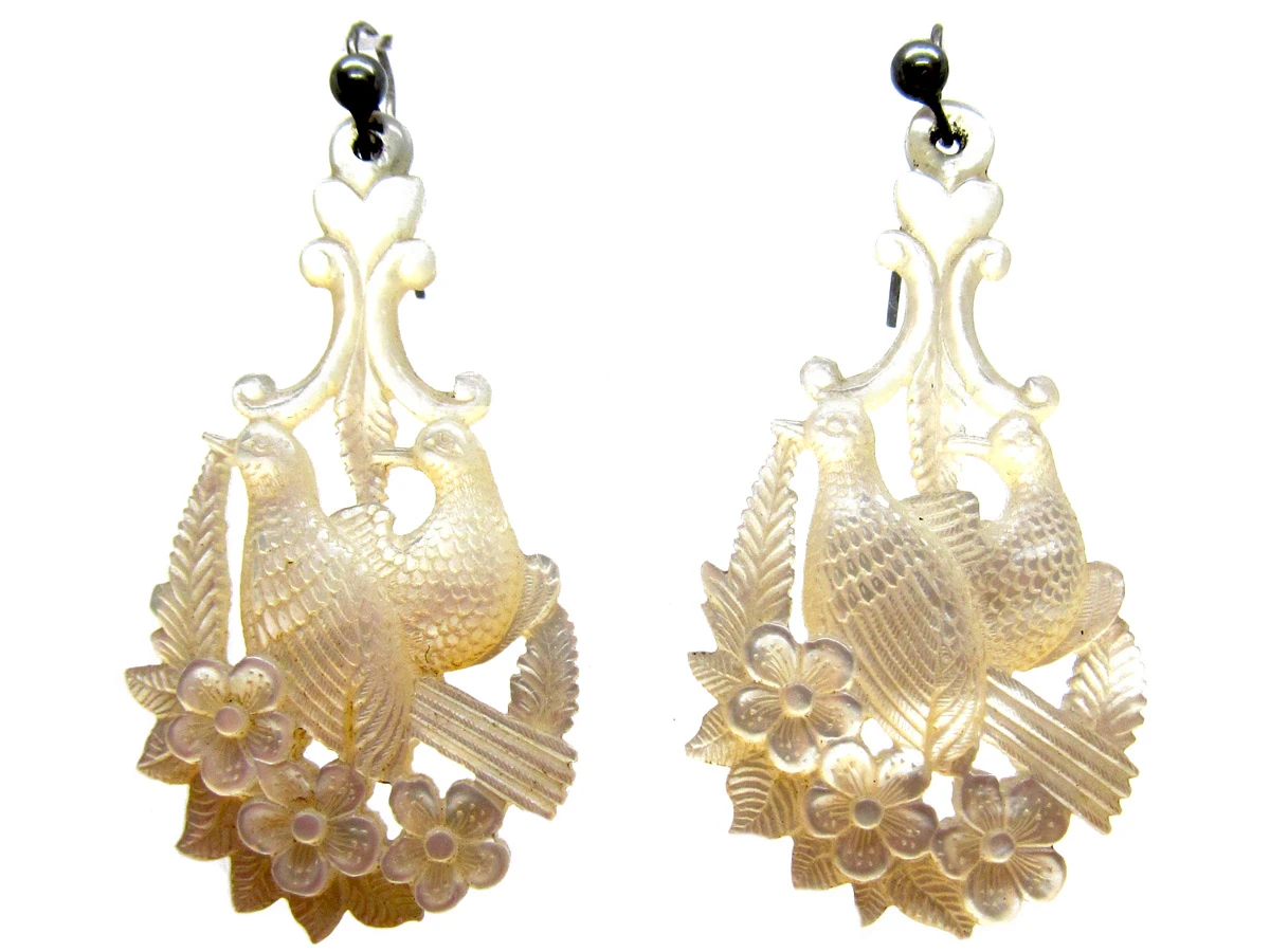 Regency Carved Mother Of Pearl Drop Earrings 3 Regency Carved Mother Of Pearl Drop Earrings