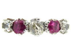 Art Deco Diamond & Ruby Five Stone Ring