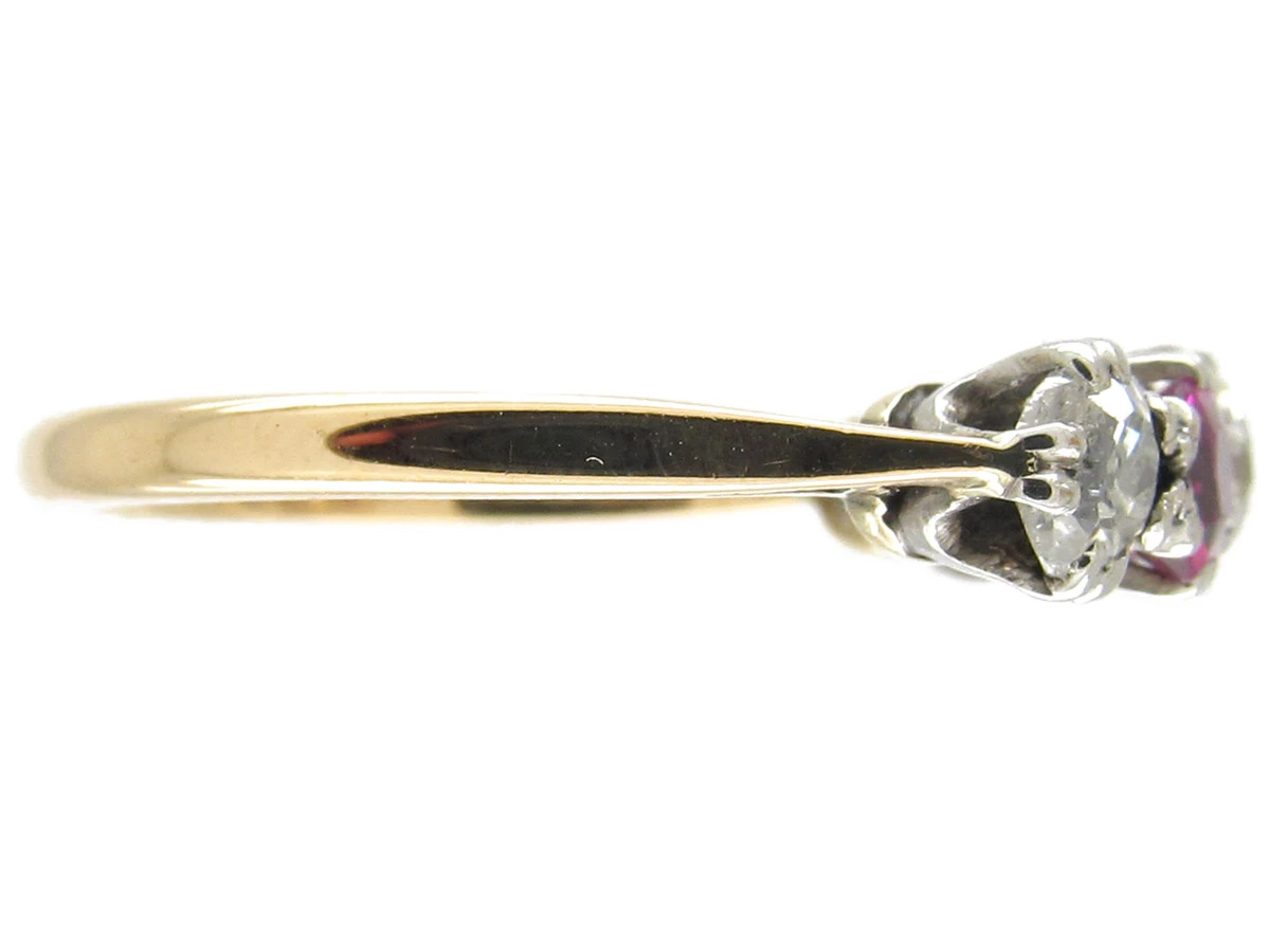 Art Deco Diamond & Ruby Five Stone Ring 6 Art Deco Diamond & Ruby Five Stone Ring - Image 4