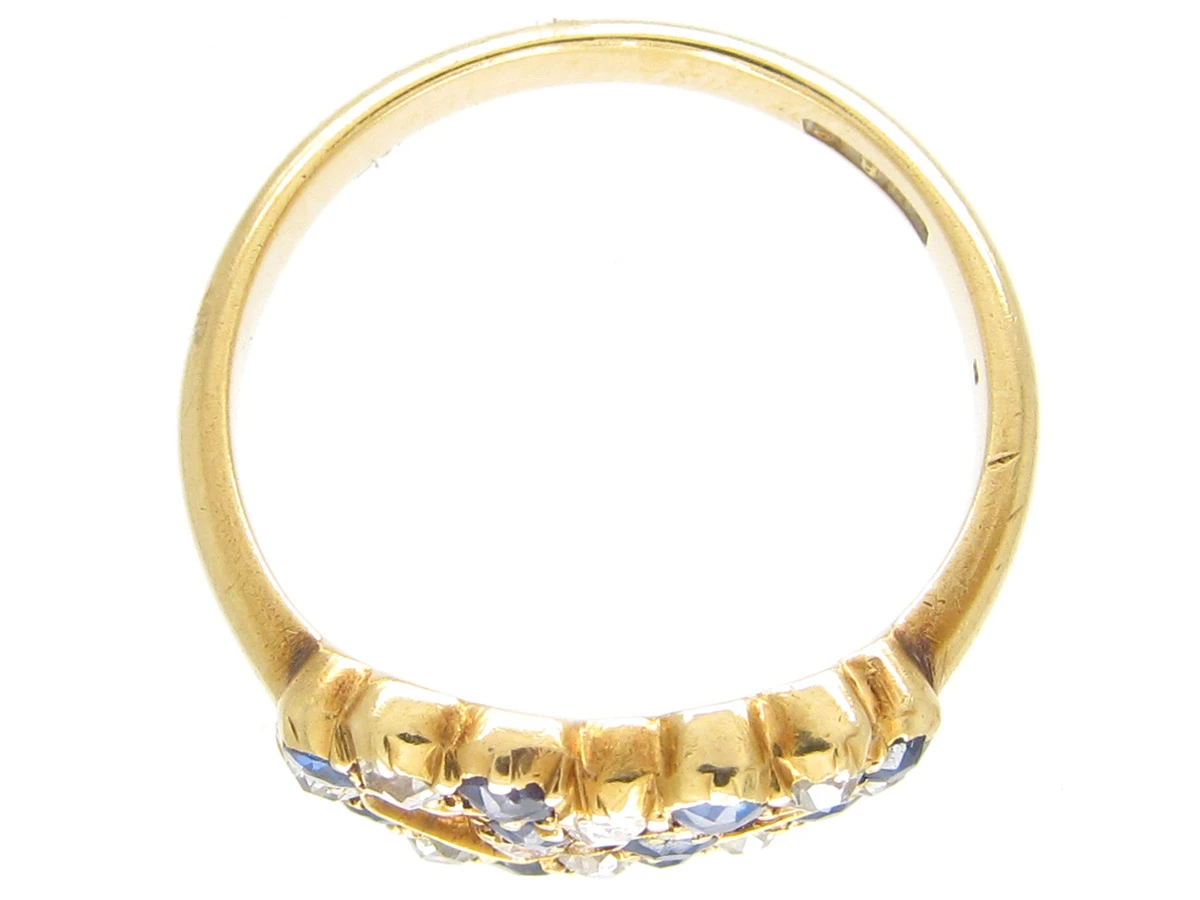 Edwardian 18ct Gold Intertwined Sapphire & Diamond Hearts Ring 5 Edwardian 18ct Gold Intertwined Sapphire & Diamond Hearts Ring - Image 3