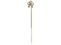 Art Nouveau Cabochon Sapphire & Gold Stickpin 8 Art Nouveau Cabochon Sapphire & Gold Stickpin -Antique Jewellery Company Sapphire double drop stickpin 1