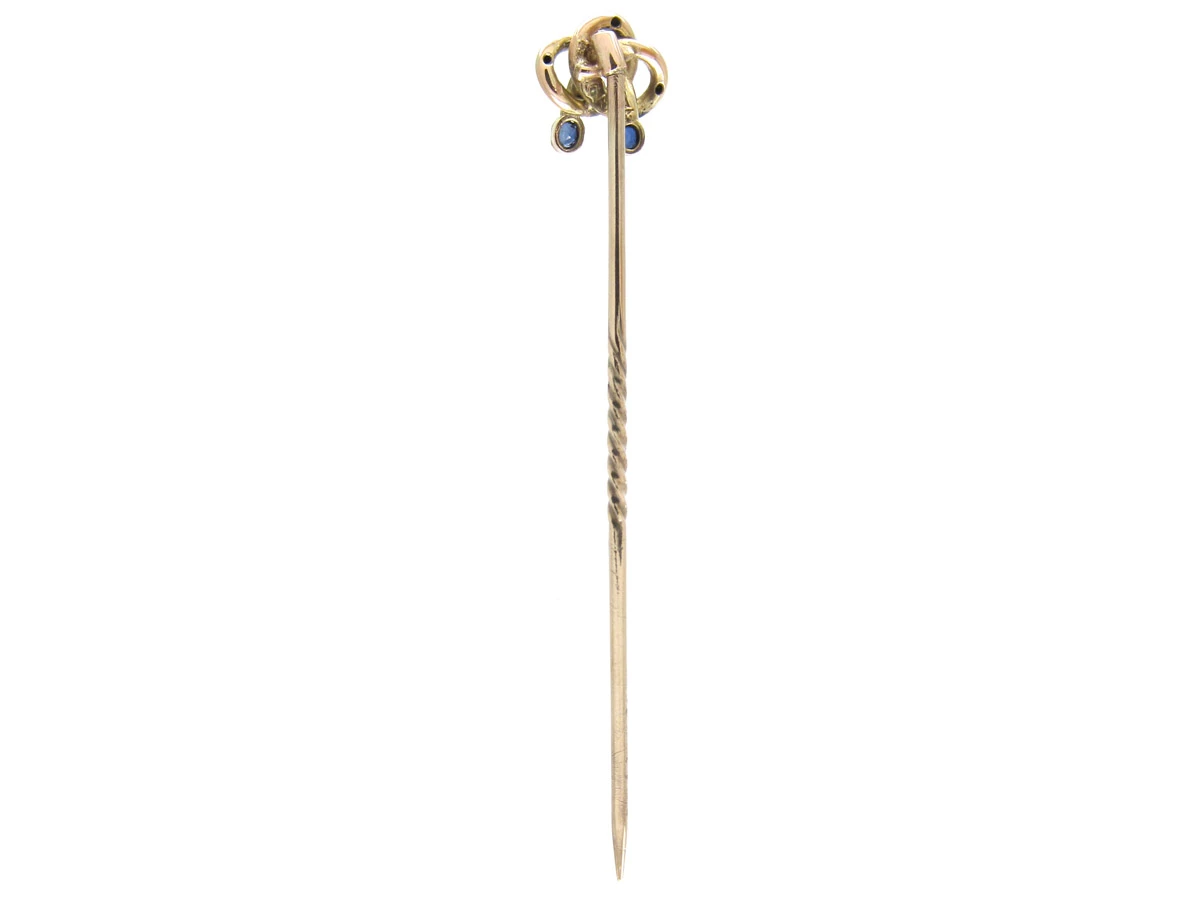 Art Nouveau Cabochon Sapphire & Gold Stickpin 5 Art Nouveau Cabochon Sapphire & Gold Stickpin - Image 3