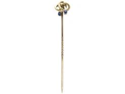 Art Nouveau Cabochon Sapphire & Gold Stickpin 9 Art Nouveau Cabochon Sapphire & Gold Stickpin -Antique Jewellery Company Sapphire double drop stickpin 2