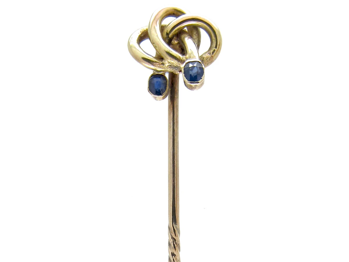 Art Nouveau Cabochon Sapphire & Gold Stickpin 3 Art Nouveau Cabochon Sapphire & Gold Stickpin