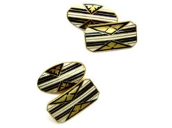 18ct Gold, Blue & White Enamel Cufflinks