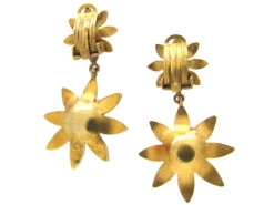 Victorian Silver Gilt & Coral Two Flower Earrings 7 Victorian Silver Gilt & Coral Two Flower Earrings -Antique Jewellery Company Silver Gilt Coral Flower Earrings 1