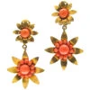 Victorian Silver Gilt ​& Coral Two Flower Earrings 2 Victorian Silver Gilt ​& Coral Two Flower Earrings -Antique Jewellery Company Silver Gilt Coral Flower Earrings 3