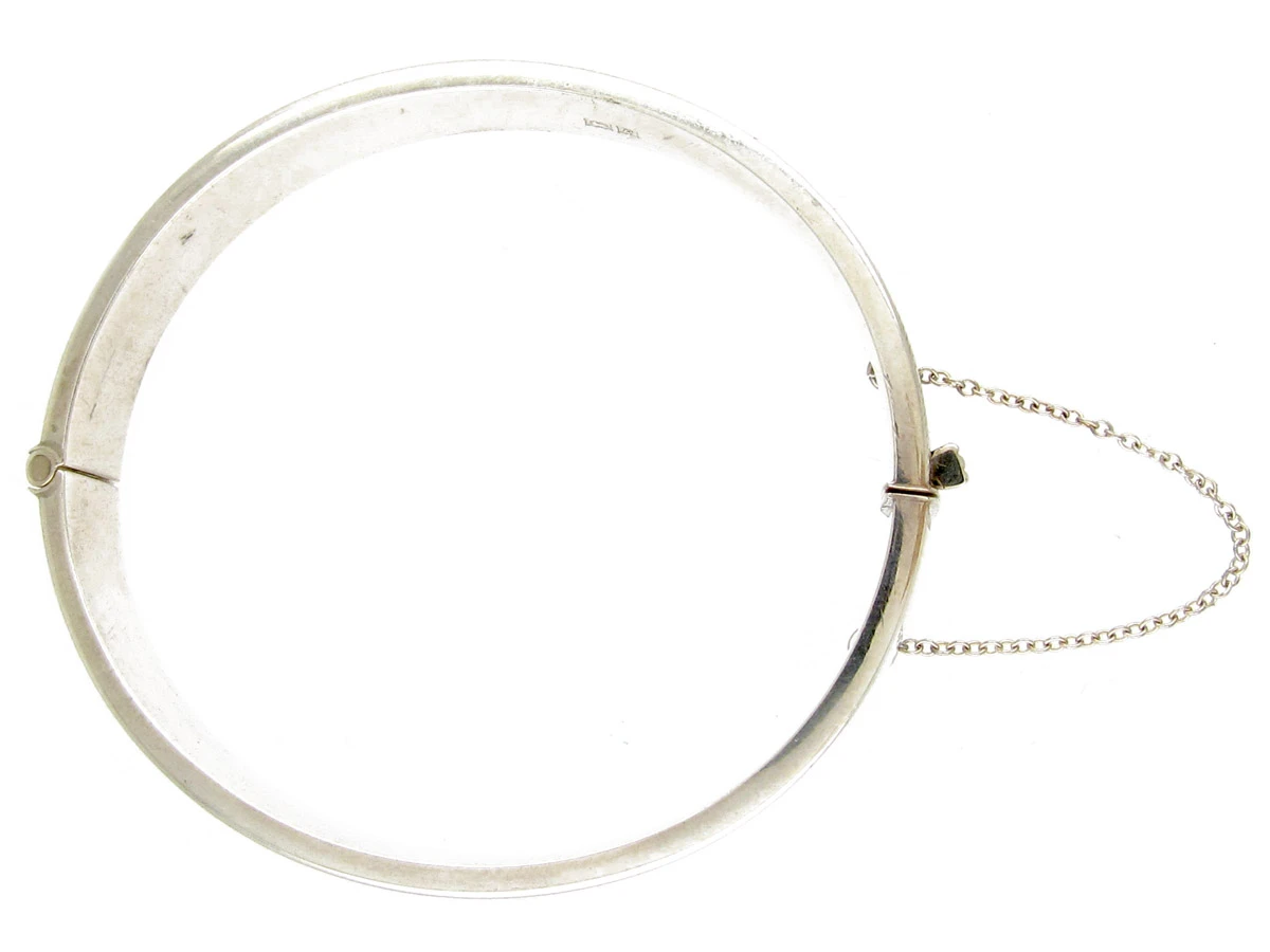 Engraved Flowers Silver Bangle 6 Engraved Flowers Silver Bangle - Image 4