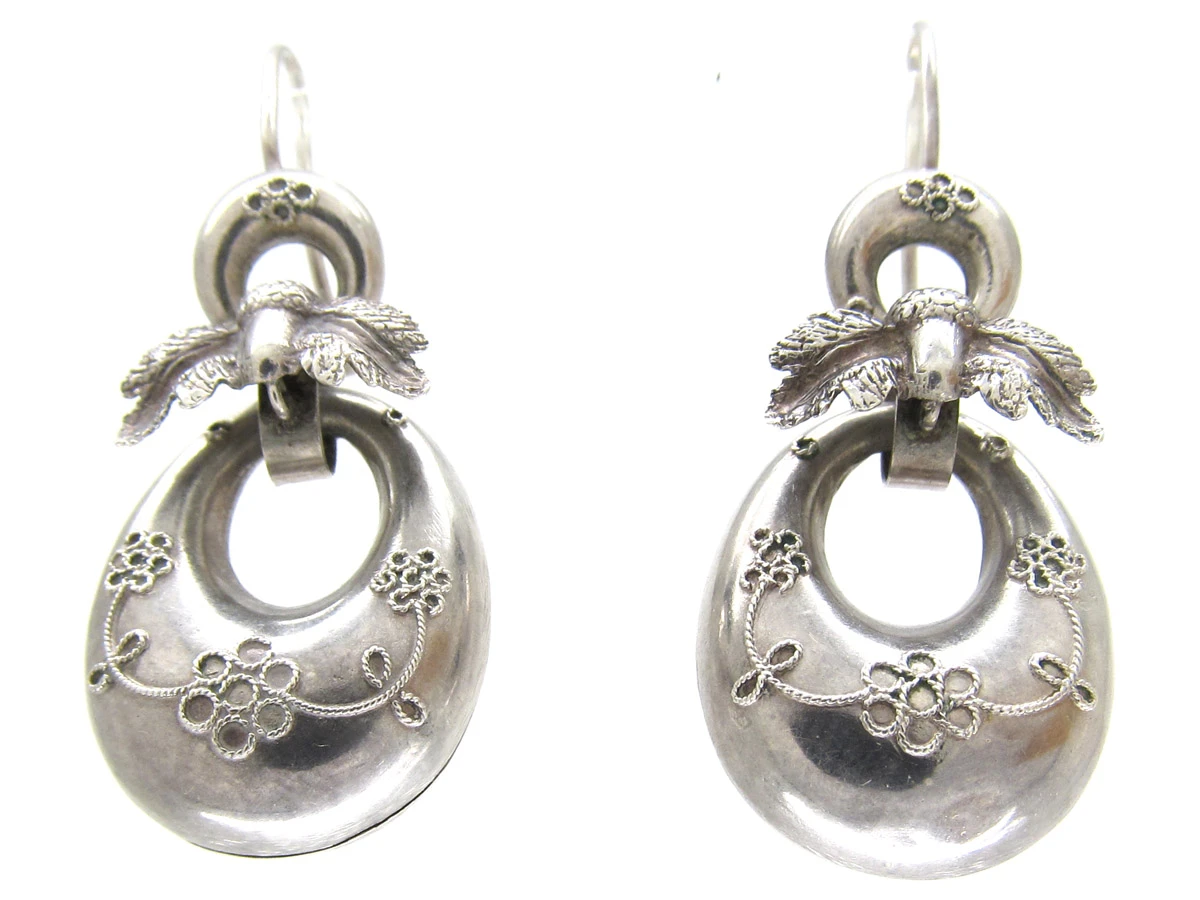 Victorian Silver Acorn Earrings 3 Victorian Silver Acorn Earrings