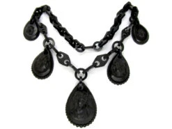 Vulcanite Victorian Cameo Necklace