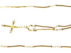 18ct Gold Cross On 18ct Gold & Pearl Chain -Antique Jewellery Company Yellow gold and pearl cross 11