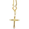 18ct Gold Cross On 18ct Gold & Pearl Chain -Antique Jewellery Company Yellow gold and pearl cross 21