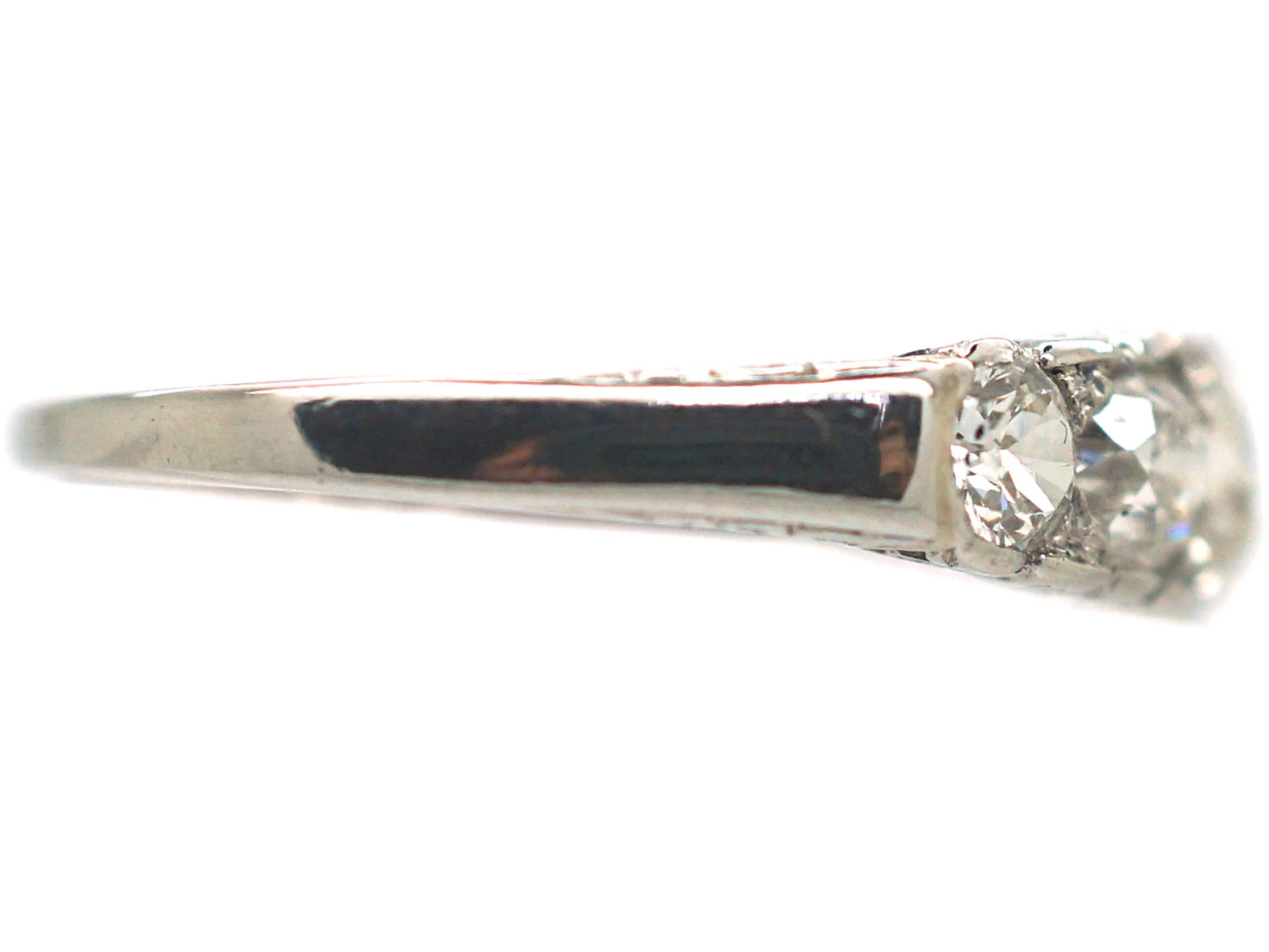 Edwardian Platinum & Diamond Five Stone Ring 7 Edwardian Platinum & Diamond Five Stone Ring - Image 5